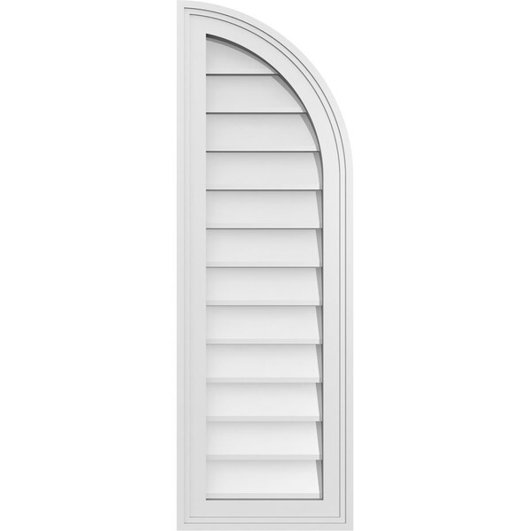 Ekena Millwork Quarter Round Top Right Surface Mount PVC Gable Vent w/ 2"W x 1-1/2"P Brickmould Frame, 12"W x 36"H GVPQR12X3602SN - main